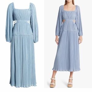Moon River Long Sleeve Blue Pleated Dress sz M